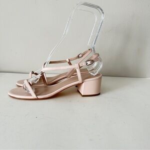 NEW Stuart Weitzman Aliza Light Pink Leather Block Heel Strappy Sandals, Sz 8